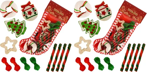 Miniatura 10 de MON2SUN 12 unidades de golosinas navideñas de cuero crudo para perros pequeños