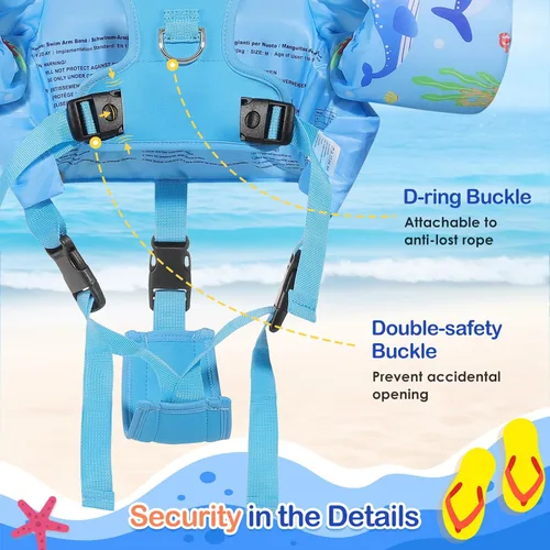Miniatura 2 de Moko Banda de natación para niños de 20-30-50 libras, bonito chaleco de natación de dibujos animados para niños pequeños, flotadores de piscina