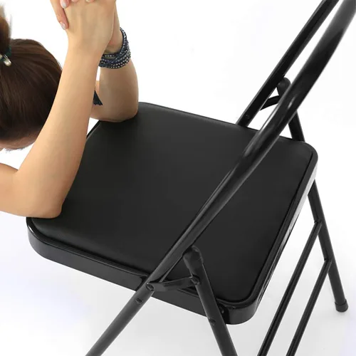 Miniatura 5 de Silla de yoga Pilates, Silla auxiliar profesional Iyengar, Silla plegable de yoga endurecida y gruesa, sólida antideslizante, estable y duradera