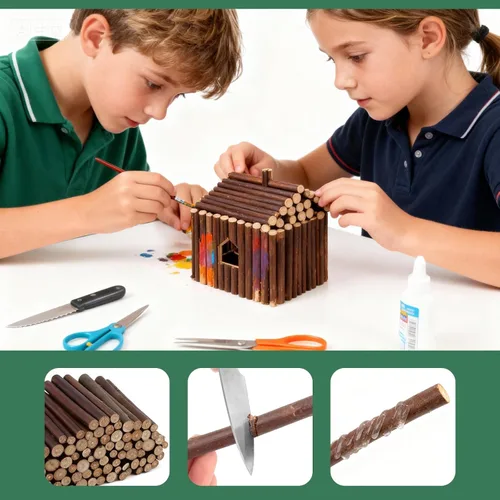 Miniatura 4 de FSWCCK 100 palitos de manualidades, 4 pulgadas de largo, 0.3-0.5 pulgadas de diámetro, ramas de abedul naturales, mini troncos de madera
