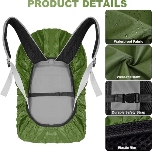 Miniatura 3 de LAMA Mochila impermeable para lluvia, reflectante, antipolvo, antirrobo, ciclismo, senderismo, campamento, viajes, actividades al aire libre