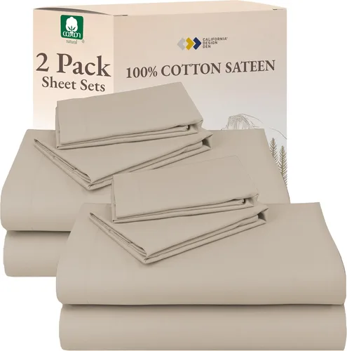 Miniatura 38 de California Design Den Sábanas de Algodón 100% Natural Tamaño Full Juego de Cama con Bolsillos Profundos - Tejido Satinado Suave, Sábanas Duraderas