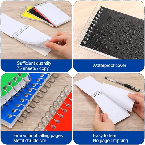 Miniatura 4 de Leelosp Cuadernos pequeños en espiral de 3 x 5 pulgadas, mini bloc de notas de bolsillo con forro y encuadernación de alambre para regalos escolares