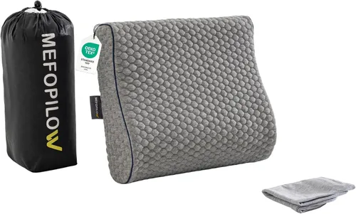 Miniatura 20 de Almohada de viaje de espuma viscoelástica con funda lavable y bolsa de transporte, almohada de cuello compacta, suave y transpirable para avión