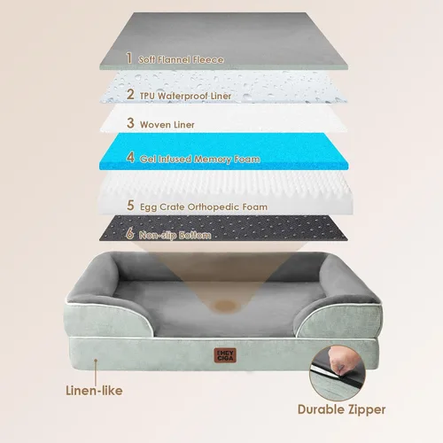 Miniatura 28 de EHEYCIGA – Cama ortopédica impermeable para perros pequeños, de espuma viscoelástica tipo caja de huevos, con bordes elevados y base antideslizante