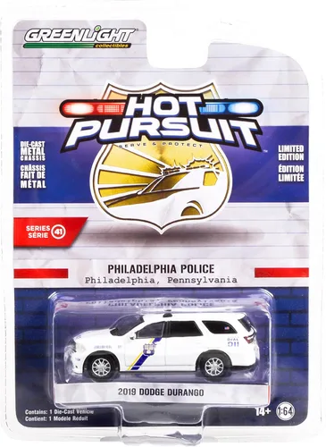 Toy Cars 2019 Durango Police White Philadelphia Police, Pennsylvania Hot Pursuit Series 41 1/64 Modelo de automóvil fundido a presión por Greenlight