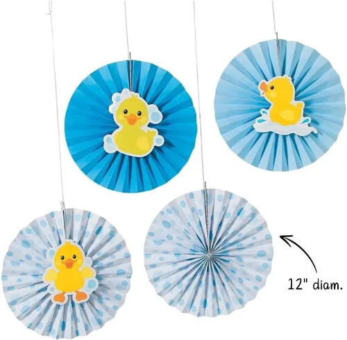 Miniatura 2 de Abanicos colgantes de goma - Juego de 12 - Baby Shower, revelación de género y decoración de fiesta de cumpleaños
