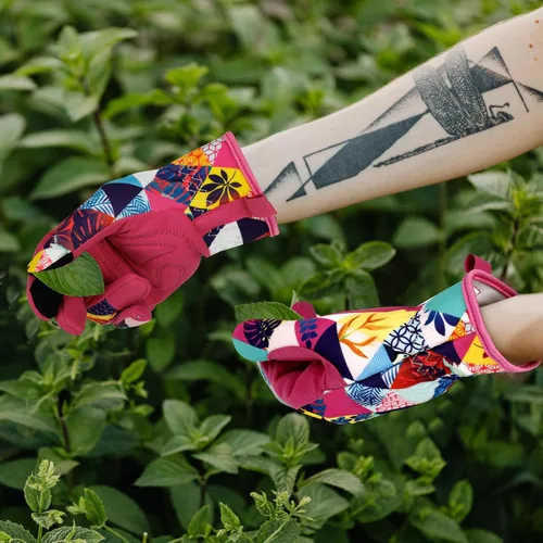 Miniatura 7 de Guantes de jardinería de cuero para mujer, guantes de jardín a prueba de espinas, diseño de pantalla táctil, guantes de trabajo resistentes