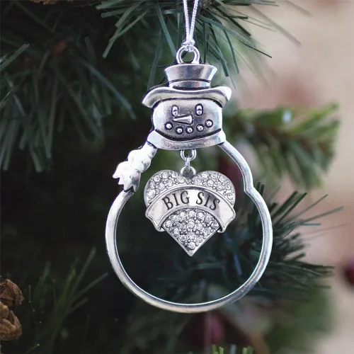 Miniatura 3 de Inspired Silver - Big Sis - Adorno de Navidad plateado - Adorno de árbol de Navidad con dije de corazón con circonita cúbica - Decoración colgante
