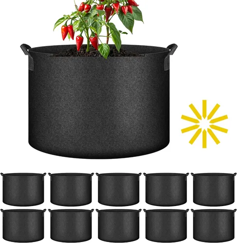 Miniatura 28 de iPower Paquete de 10 bolsas de 3 galones para plantas de tela no tejida gruesa resistente para cultivo de papas, contenedor duradero con aireación