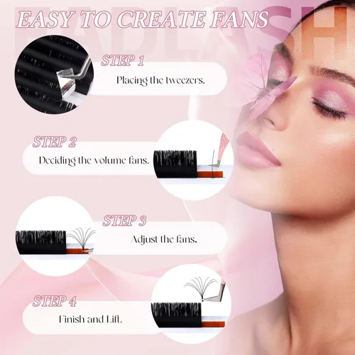 Miniatura 8 de FADLASH Extensiones de pestañas con rizo D, 0.07 mm, bandeja mixta fácil de usar, pestañas de volumen 2D-10D, autoaplicables, 15-20 mm