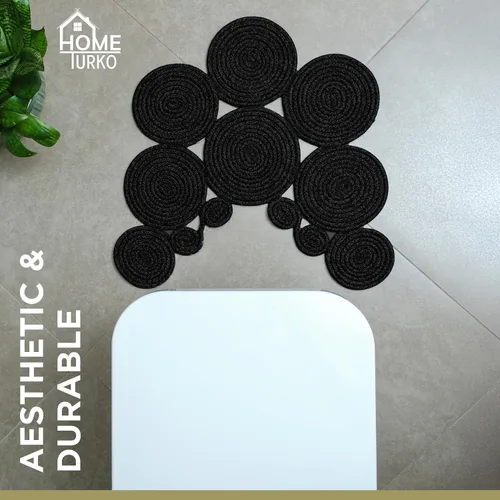 Miniatura 5 de Alfombra de baño bohemia de yute Alfombra de inodoro lavable hecha a mano Alfombra de baño moderna Decoración de baño bohemia tejida de doble