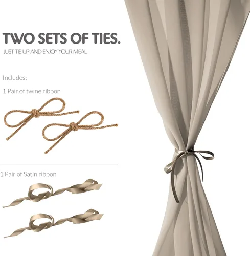 Miniatura 5 de Camino de mesa de gasa de tacto sedoso con dos estilos de lazos de cinta, camino de mesa beige arenoso, camino de mesa de boda de 29 x 120 pulgadas