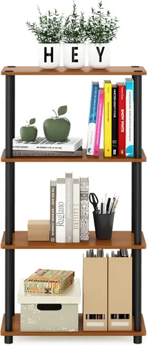 Miniatura 7 de Furinno Turn-N-Tube (99557LC/BK) - Estantería de exhibición multiuso de 4 niveles, color cereza claro y negro cereza claro/ negro