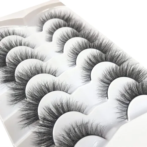 Miniatura 6 de Pooplunch - Pestañas postizas de visón sintético, look de ojo de gato natural, volumen esponjoso, 7 pares de tiras de pestañas postizas suaves