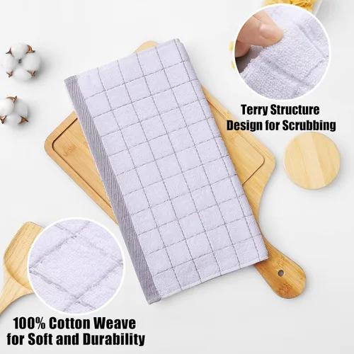 Miniatura 2 de Homaxy Paños de cocina 100% algodón de felpa, toallas de cocina ultra suaves y absorbentes para la cocina, adecuadas para secar y lavar platos