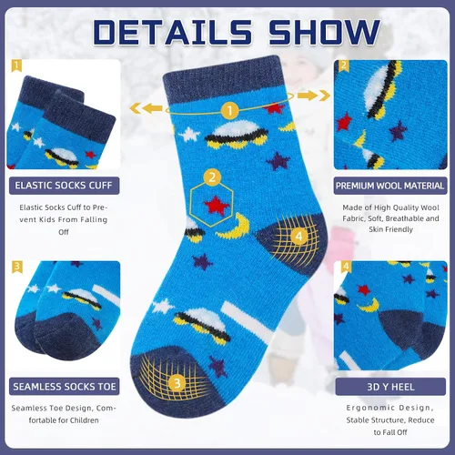 Miniatura 52 de Eocom 6 pares de calcetines de invierno cálidos de lana para niños y niñas
