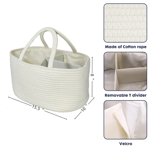 Miniatura 74 de Organizador de pañales para bebé con cuerda de algodón para niña o niño, cesta de almacenamiento portátil para guardería, bolsa de transporte