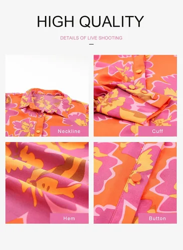 Miniatura 7 de EVALESS Blusas con botones para mujer, blusas de manga larga con estampado de moda 2023