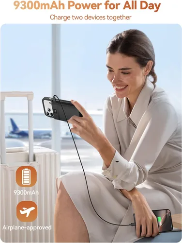 Miniatura 3 de PANDUK Funda de batería para iPhone 17 Pro Max, 9300mAh USB-C Banco de energía portátil 20 W PD Carga rápida Carga inalámbrica