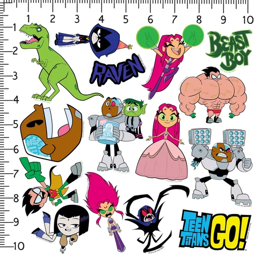 Miniatura 2 de Teen Titans Go! Paquete variado de 100 calcomanías de vinilo grandes de lujo, calcomanías de superhéroes de dibujos animados troqueladas