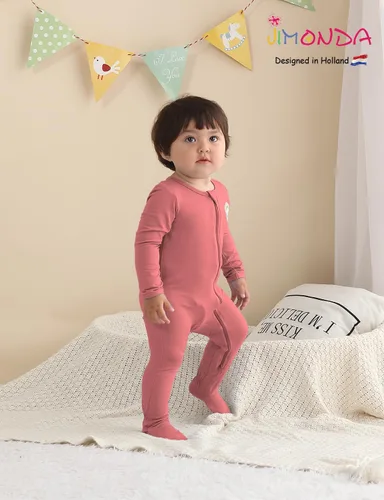 Miniatura 15 de Jimonda Pijama de bambú para bebé, unisex, para niños y niñas, de una pieza, manga larga, cierre de cremallera de 2 vías, mameluco