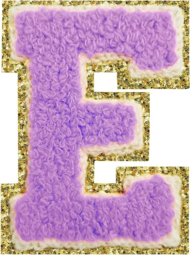 Miniatura 76 de Parches de letras termo-adhesivas de felpilla para chaquetas, parches de letras universitarias con brillantina para planchar en la letra azul A