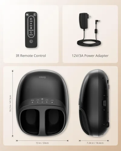 Miniatura 7 de Máquina masajeadora Shiatsu de pies con 3 niveles de calor, masaje profundo, compresión de aire, control remoto para fascitis plantar, neuropatía