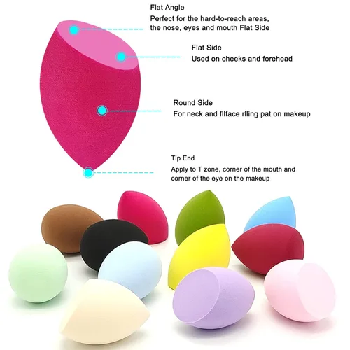 Miniatura 4 de 12 piezas de set de esponjas de maquillaje profesional, sin látex, suaves y perfectas para aplicar polvo, esponjas multicolores para mezclar 12