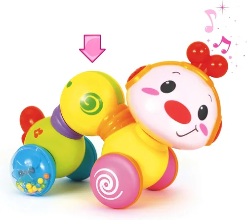 Stone and Clark Juguete musical de oruga Press & Go, juguetes para bebés de 6 a 12 meses, juguetes para bebés de 6 a 12 meses, juguetes infantiles