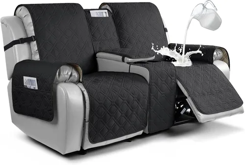 Miniatura 10 de VANSOFY Funda para Sofá de Dos Plazas Reclinable con Consola 100% Impermeable Fundas de Sofá Antideslizantes Funda de Sofá Reclinable Dividida Azuree