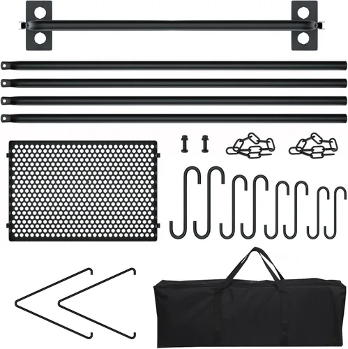 Miniatura 8 de RELIANCER Columpio para parrilla, soporte de cocina con 8 ganchos y bolsa de almacenamiento, parrilla de hierro fundido para barbacoa, parrilla