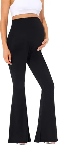 Miniatura 4 de Pantalones acampanados de maternidad sobre el vientreleggings elásticos con parte inferior acampanada estilo palazzo para yoga y trabajo