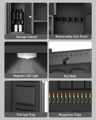 Miniatura 6 de Caja fuerte grande para armas de 15-18, caja fuerte biométrica de 54 pulgadas para rifles y pistolas con gabinete interior y estante extraíble