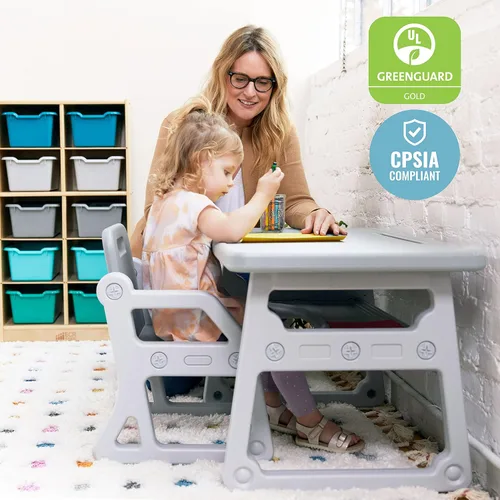 Miniatura 6 de ECR4Kids Escritorio y Silla Plus para Niños, Muebles para Niños, Gris Claro, 2 Piezas