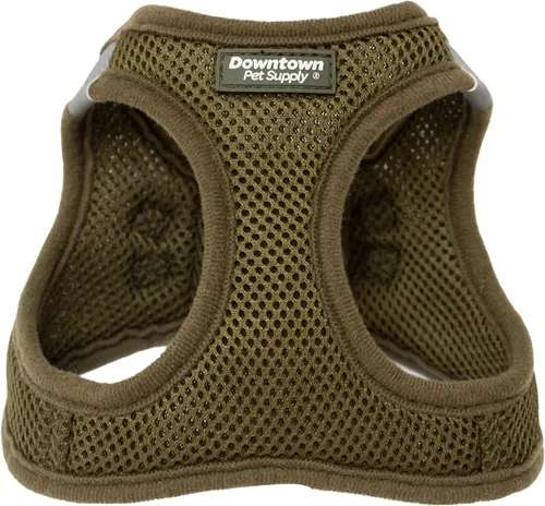 Miniatura 24 de Downtown Pet Supply Arnés para perro sin tirones, tamaño X-Grande, color caqui - Arnés ajustable con tela de malla acolchada y ribete reflectante