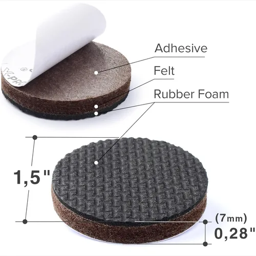 Miniatura 3 de Almohadillas antideslizantes X-Protector para muebles, 8 unidades de 1 1/2 pulgadas, pinzas de muebles de primera calidad, patas de goma