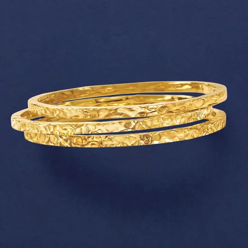 Miniatura 5 de Ross-Simons Italian 24kt Gold Over Sterling Silver Jewelry Set 3 Hammered Bangle Bracelets
