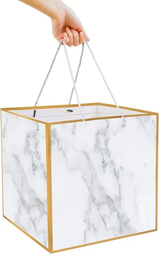 Miniatura 3 de Bolsa de regalo extragrande de mármol superior, bolsa de regalo gigante cuadrada de 11.8 pulgadas, bolsas de regalo de boda XL de gran tamaño, 1 x