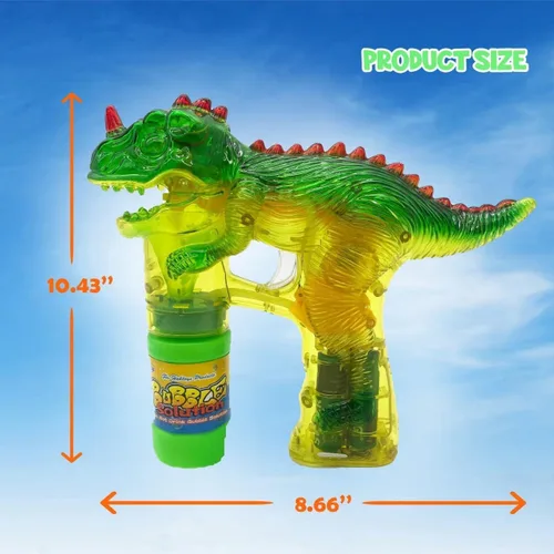 Miniatura 6 de Haktoys Jurassic - Burbujero con forma de dinosaurio, con luz Juguete Bubble Blaster para niños, fiestas LED intermitentes, botella de recarga