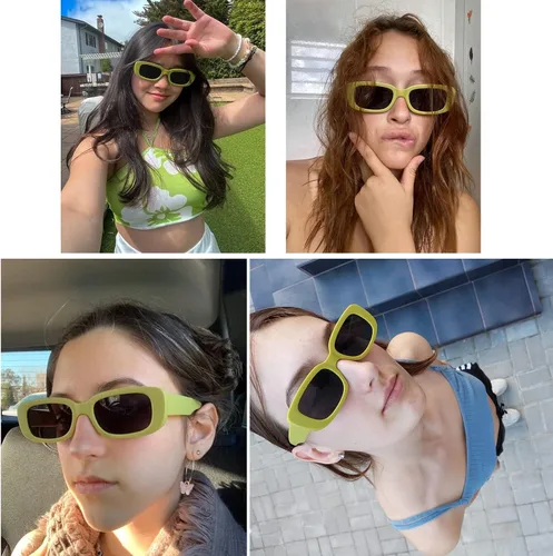 Miniatura 5 de Tskestvy Gafas de sol rectangulares para mujer, gafas de sol retro de los años 90, modernas, Y2K, estéticas, vintage, cuadradas
