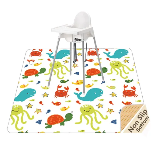 Miniatura 10 de Tapete de salpicaduras para bebé para debajo de la silla alta, artes/manualidades, tapete lavable de 51 x 51 pulgadas, tapete impermeable y lavable