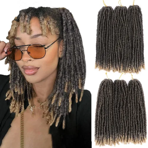 Miniatura 10 de WIGNEE Cabello de Ganchillo 120 Hebras Locs Sintéticos 8 Pulgadas Locs Suaves Pre-Trenzados 6 Paquetes Cabello de Ganchillo Pre-Anudado para Mujeres
