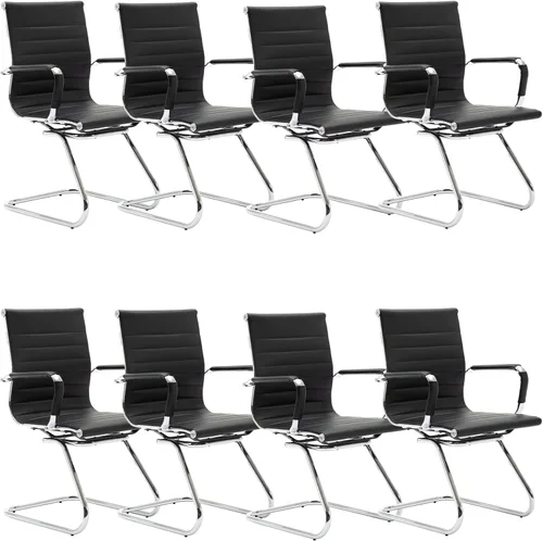 Miniatura 23 de Juego de 2 sillas de sala de conferencias, sillas de sala de espera con brazos, sillas de recepción de piel sintética sin ruedas, sillas