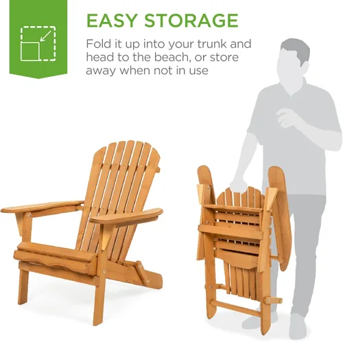 Miniatura 4 de Best Choice Products Silla plegable Adirondack para exteriores, muebles de madera para fogata, para patio, jardín, patio con capacidad
