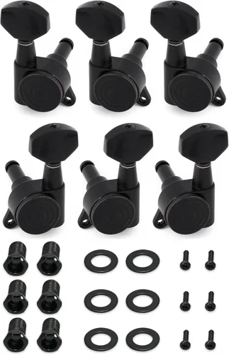 Miniatura 10 de Clavijas de afinación de cuerdas de guitarra con bloqueo Llaves de afinación Máquinas Cabezales Afinadores 1:18 Ración de engranajes 3L 3R