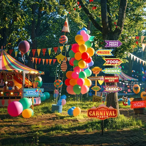 Miniatura 6 de 30 piezas de decoración de fiesta de circo – Decoración de carteles direccionales de fiesta de carnaval – Decoraciones de fiesta temática de carnaval