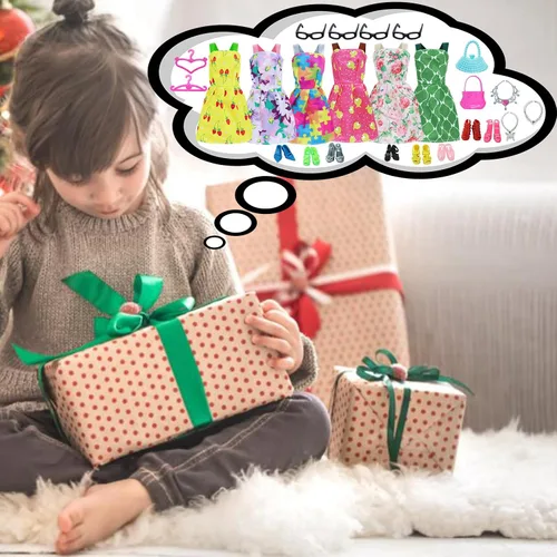 Miniatura 6 de 42 piezas de ropa y accesorios para muñecas, incluyendo 10 mini vestidos de moda, 32 piezas, zapatos, gafas, collares, bolsos, ganchos accesorios