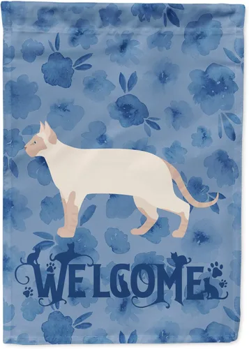 Miniatura 237 de Caroline's Treasures CK4813CHF - Bandera de bienvenida con gato abisinio azul, manga grande, para porche, para colgar en la pared, poliéster