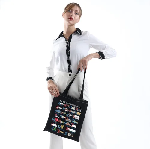 Miniatura 11 de MNIGIU Washington DC Alphabets Tote Bag Washington DC Souvenir Gift Washington DC Welcome Bag